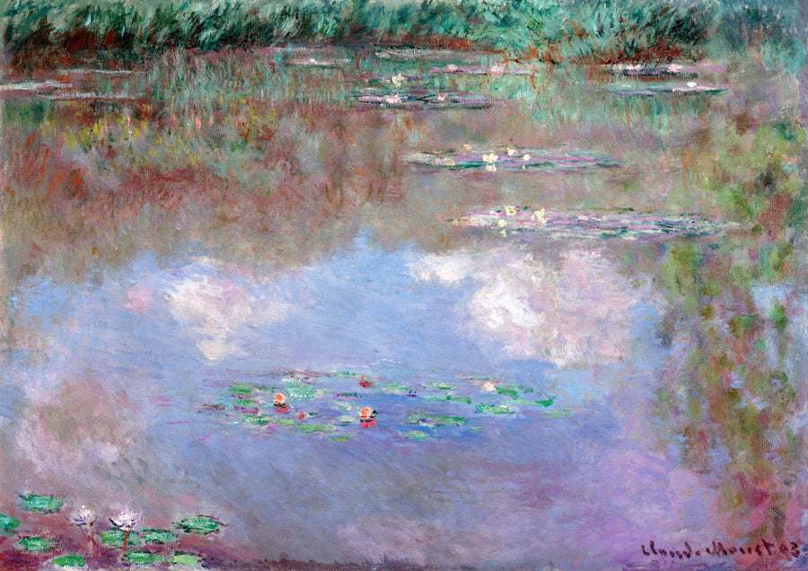 Nuages dans l'étang aux lys - Print Only frame