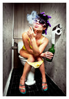 Girl Smoking on Toilet print