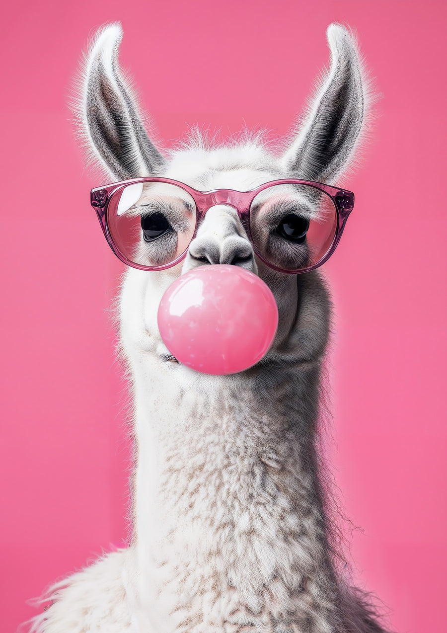 Bubblegum Lama - Print Only frame
