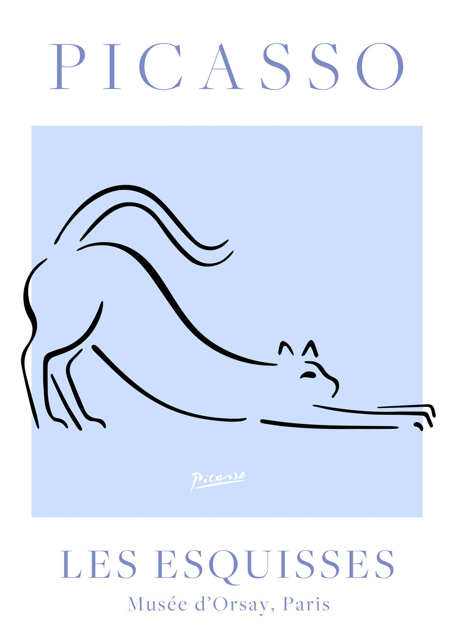 Blauwe & Witte Kat - Print Only frame
