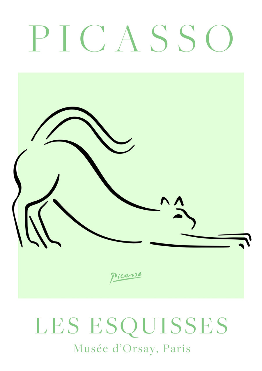 Groene & Witte Kat - Print Only frame