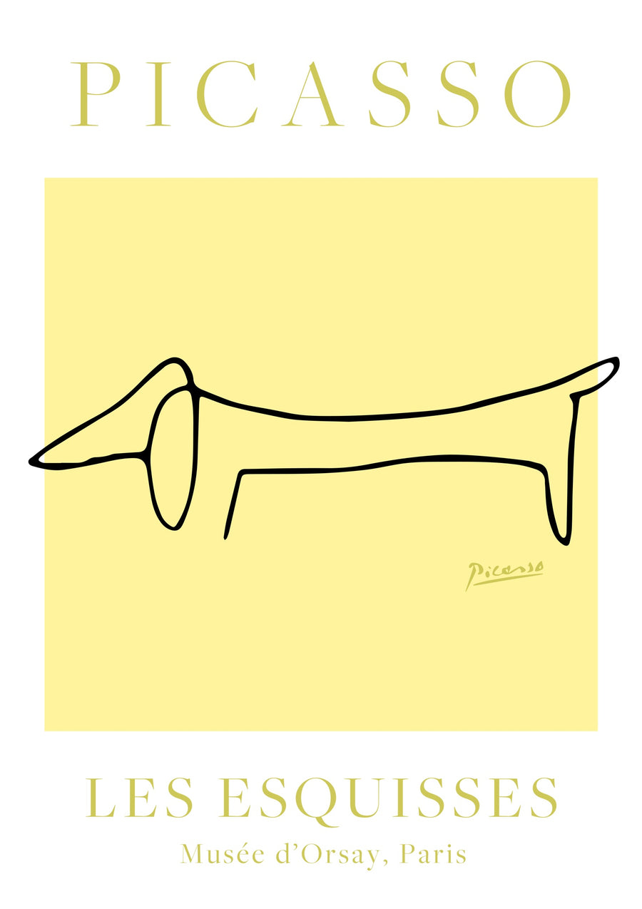 Gelb-weißer Hund - Print Only frame