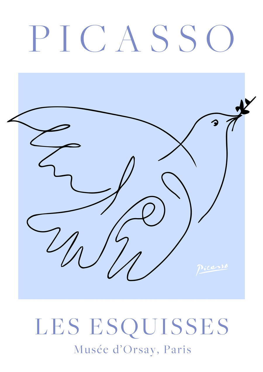 Blue & White Dove - Print Only frame