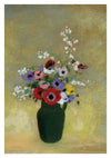 Grand vase vert avec fleurs mélangées print