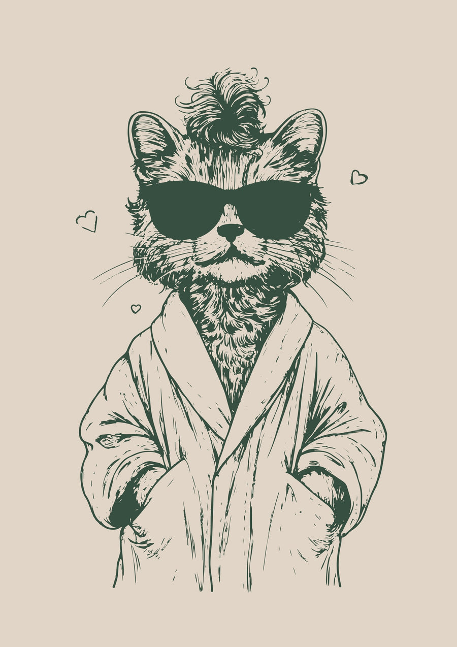 Cat Dressing Gown - Print Only frame