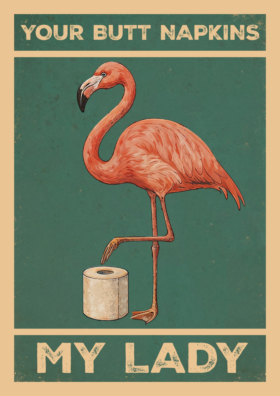 Dina bakservetter, min dam flamingo - Print Only frame