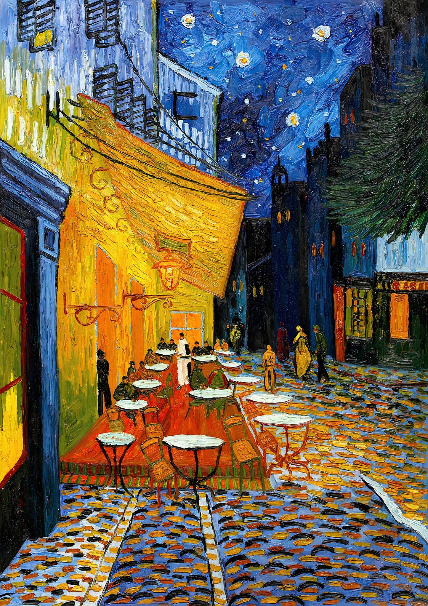 Caféterrass om natten
