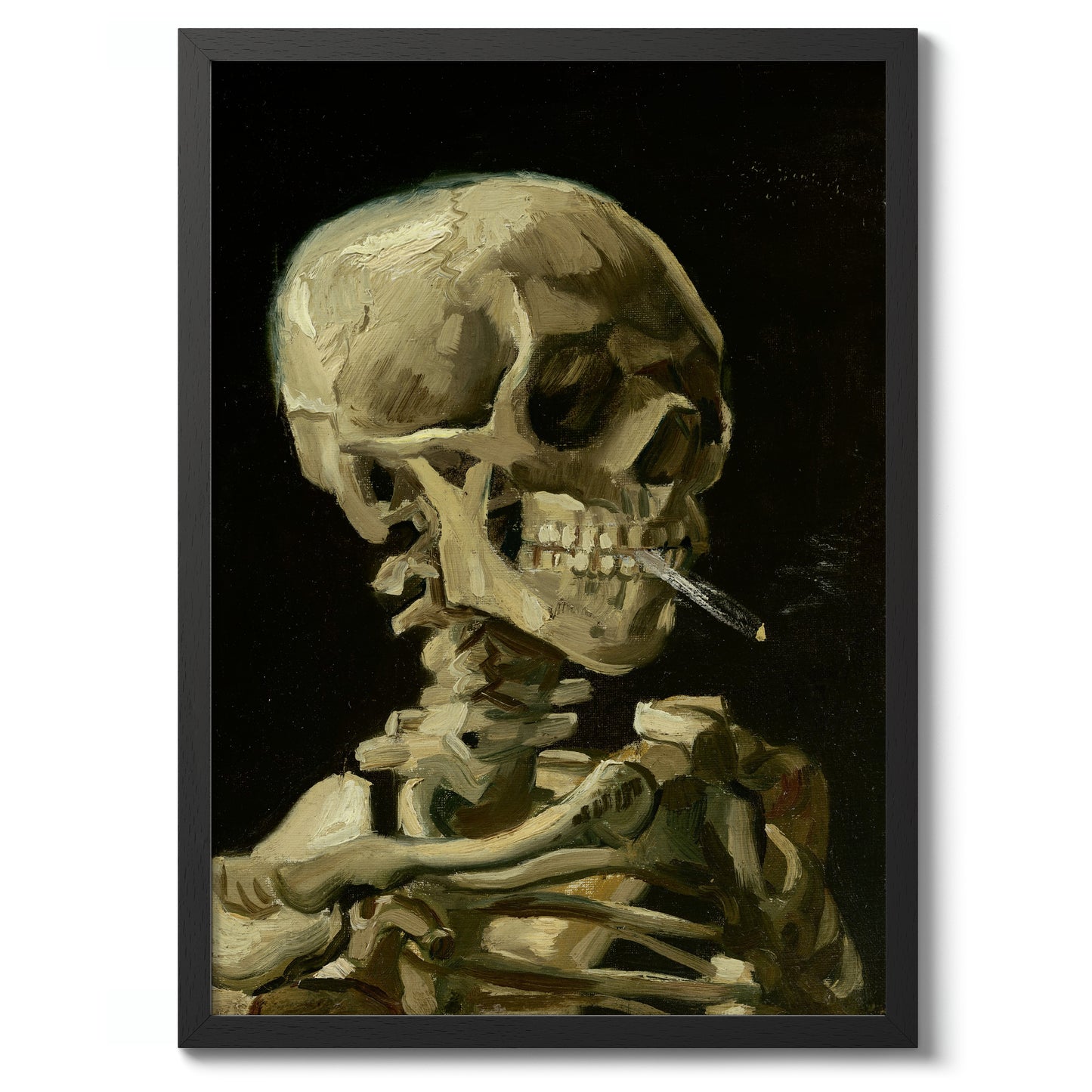 Skull of a Skeleton with Burning Cigarette