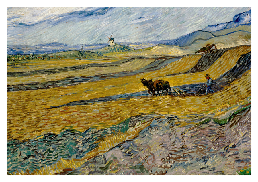 Eingezäuntes Feld mit Pflüger - Print Only frame