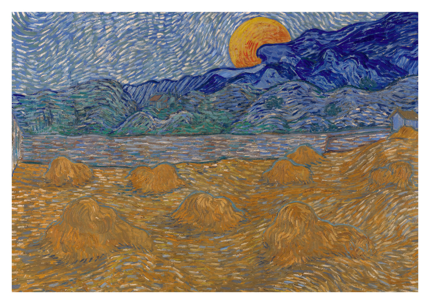Landscape with Wheat Sheaves and Rising Moon