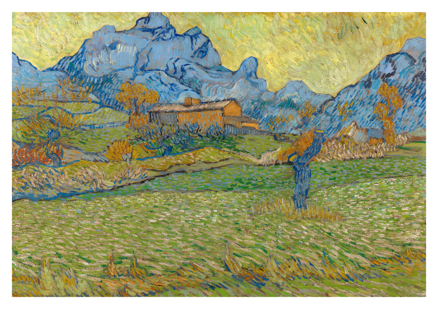 Champs de blé dans un paysage montagneux - Print Only frame