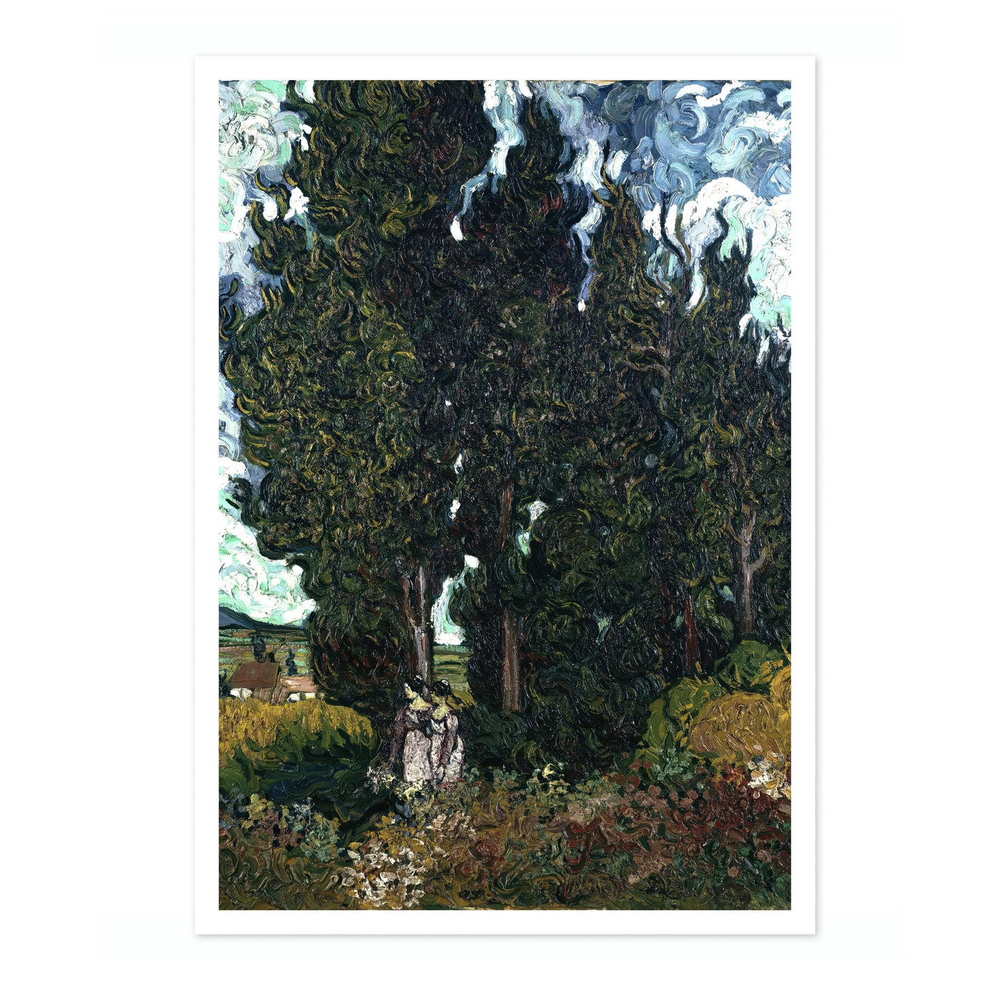Cypresses with Two Figures