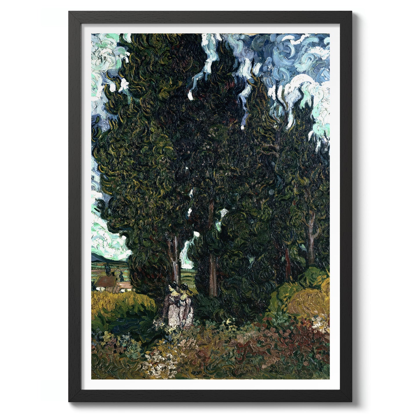 Cypresses with Two Figures