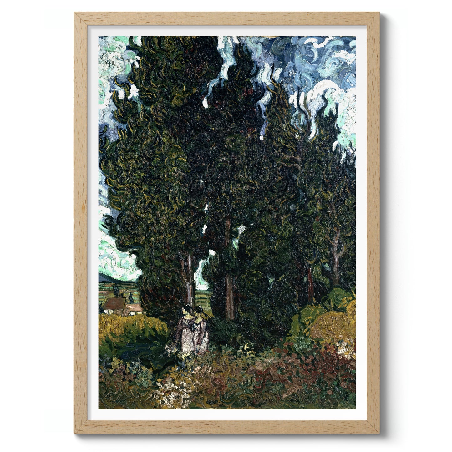 Cypresses with Two Figures