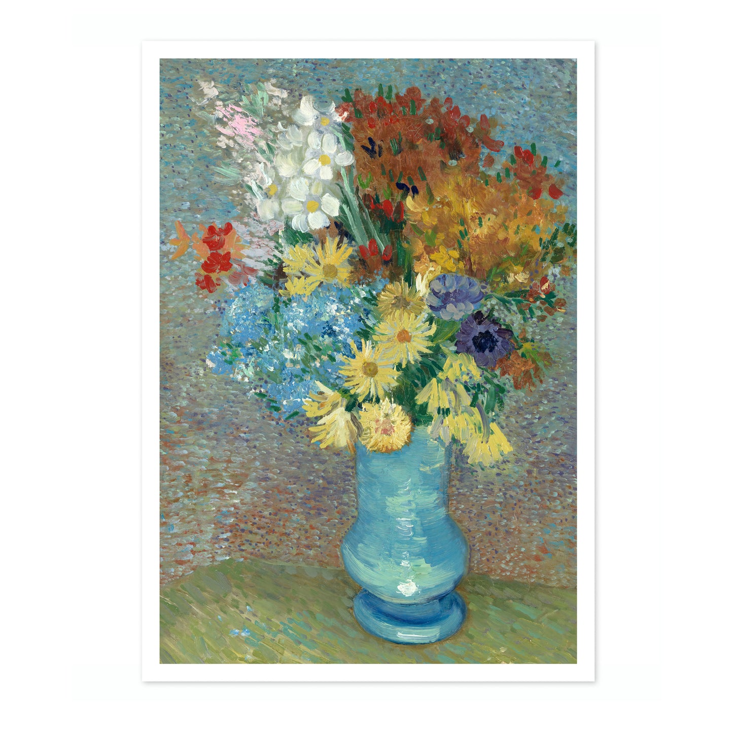 Fleurs dans un vase bleu