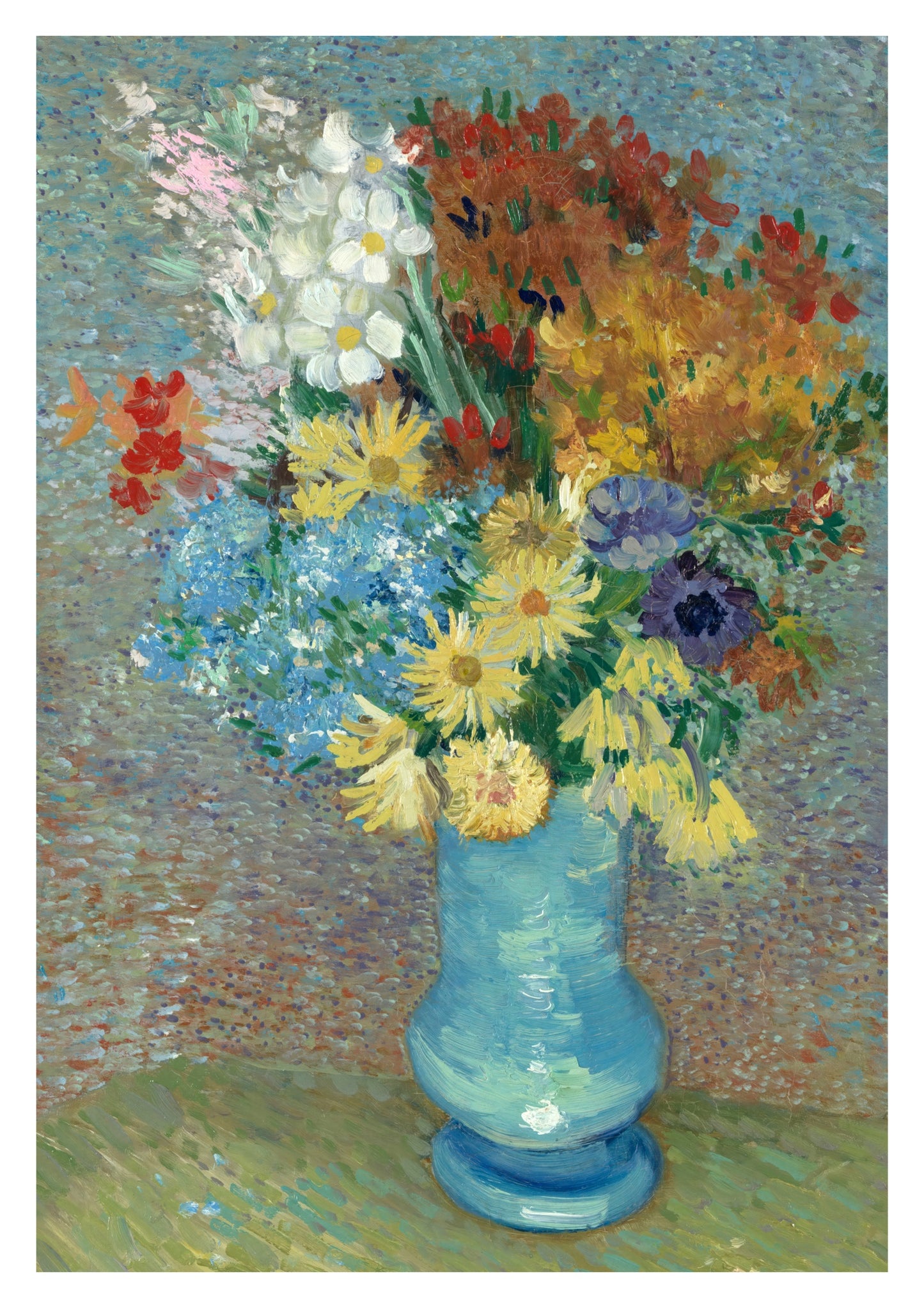 Fleurs dans un vase bleu