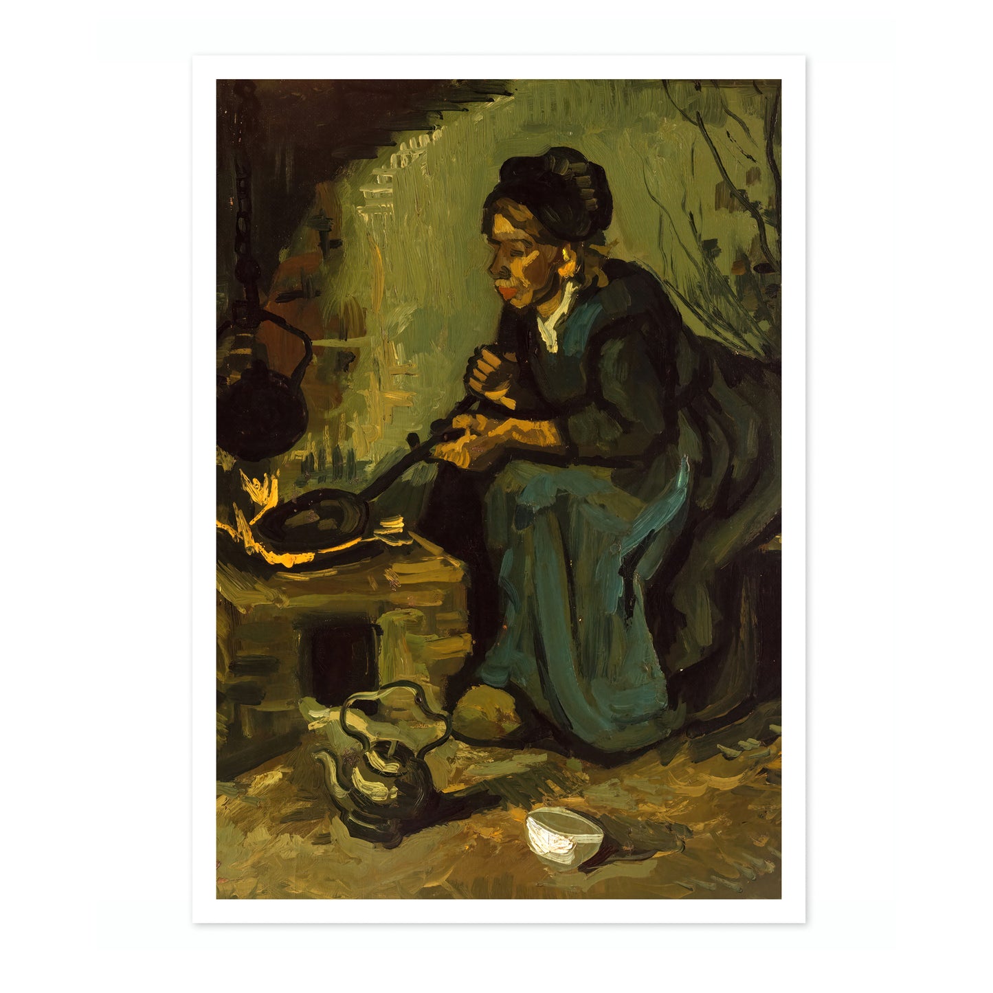 Peasant Woman Cooking by a Fireplace