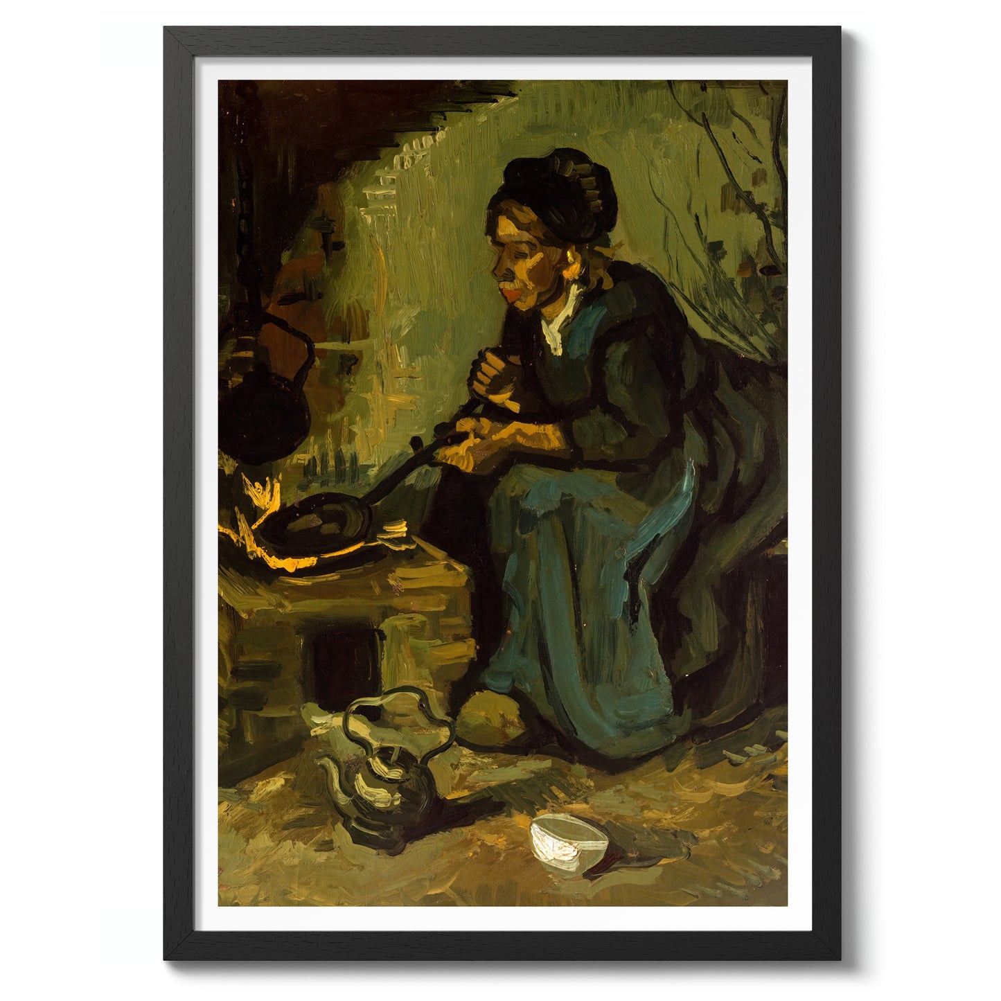 Peasant Woman Cooking by a Fireplace