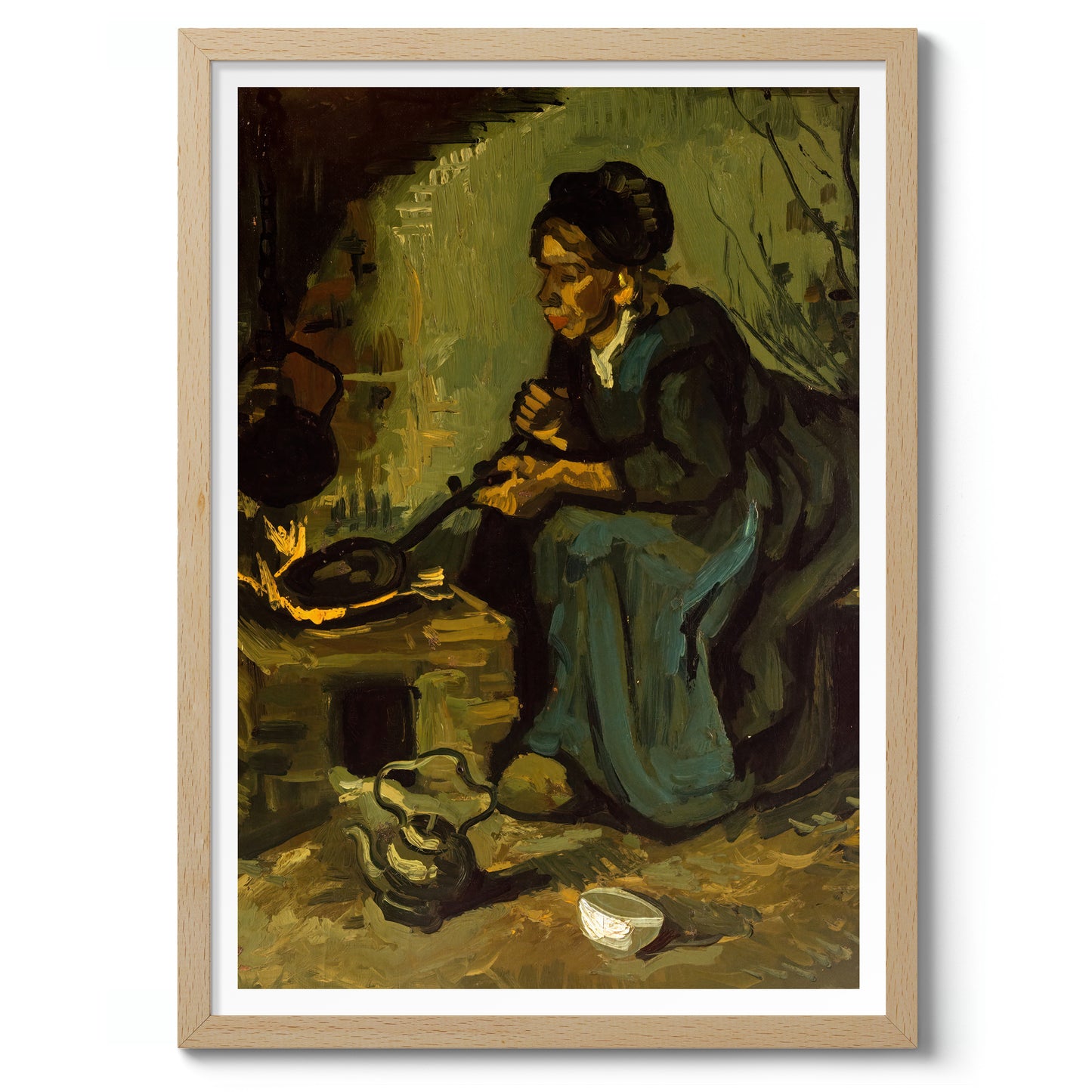 Peasant Woman Cooking by a Fireplace