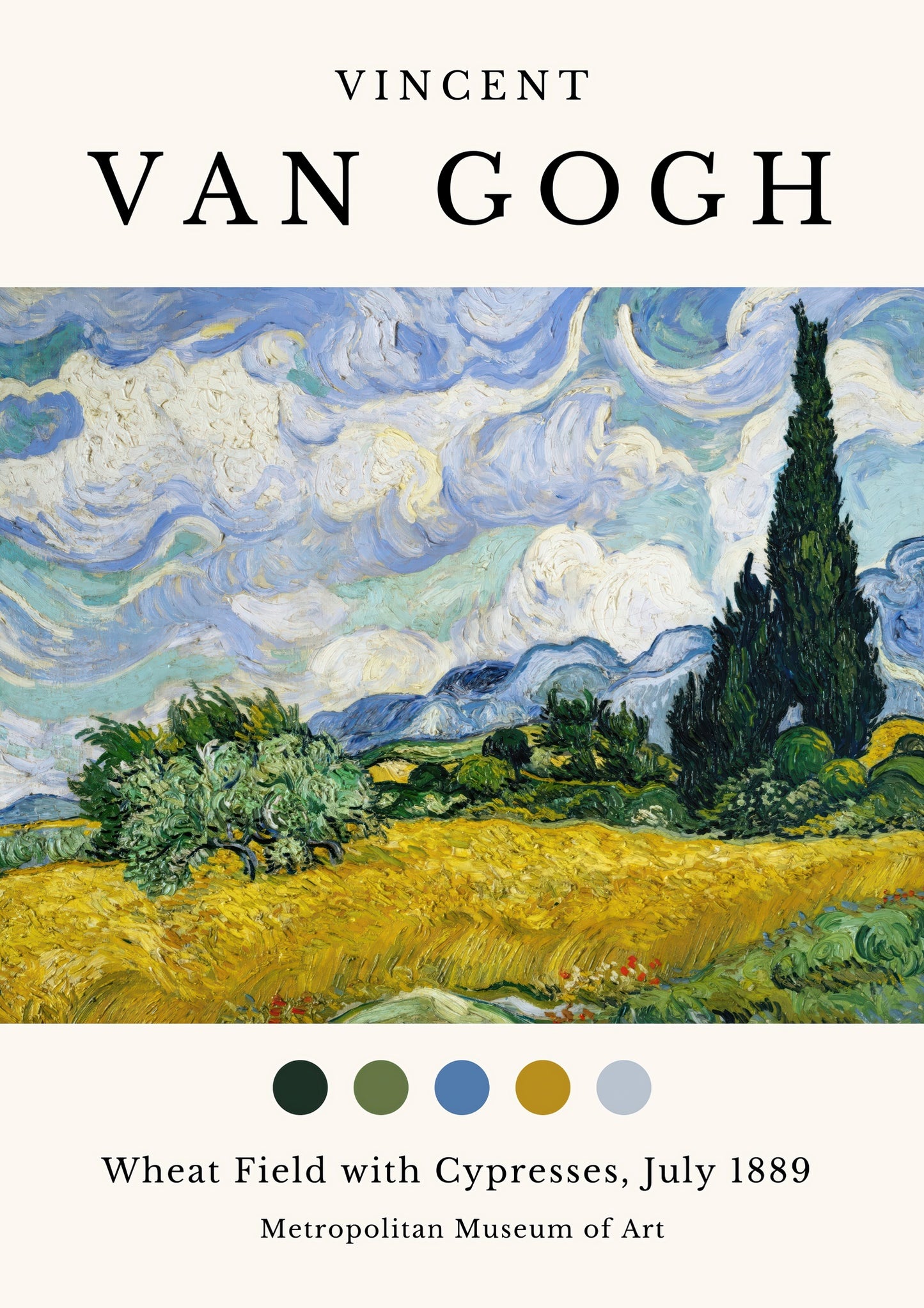 Wheat Field With Cypresses