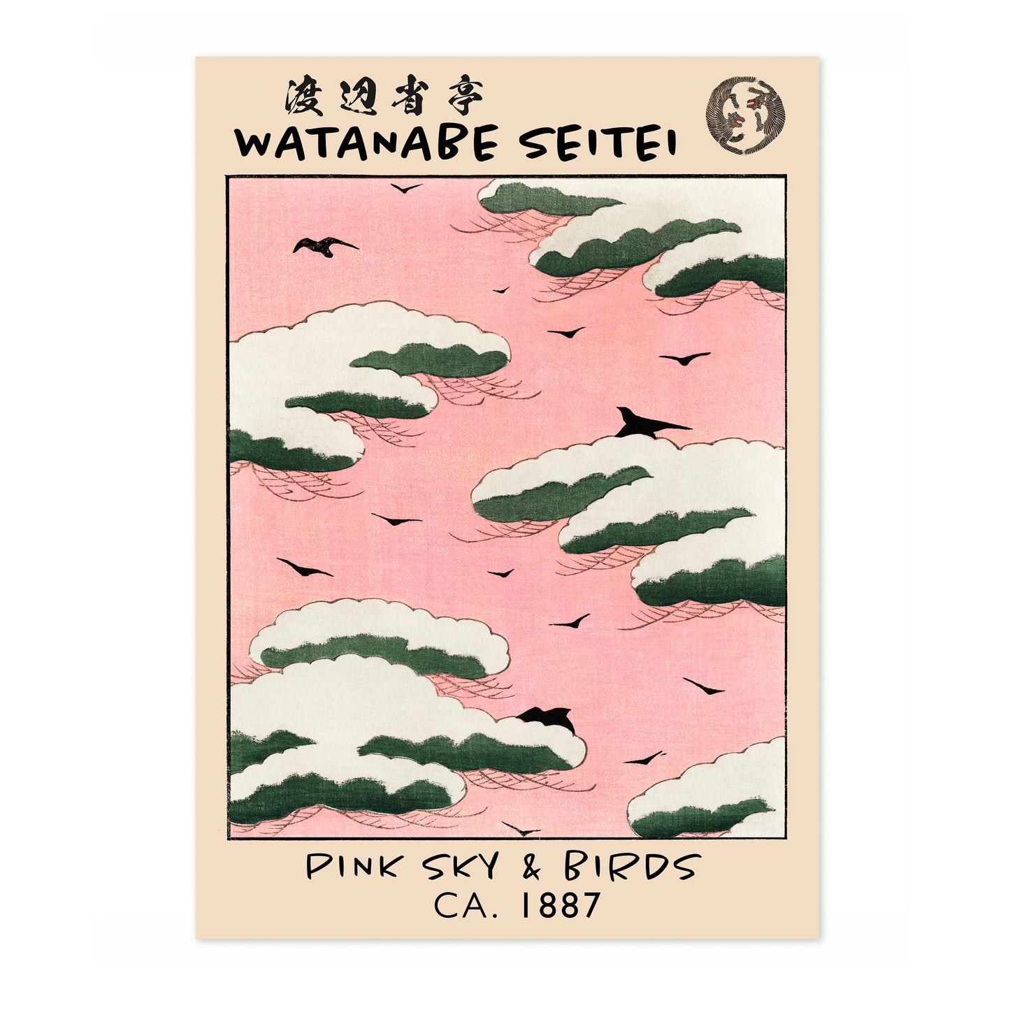 Rosa himmel och fåglar