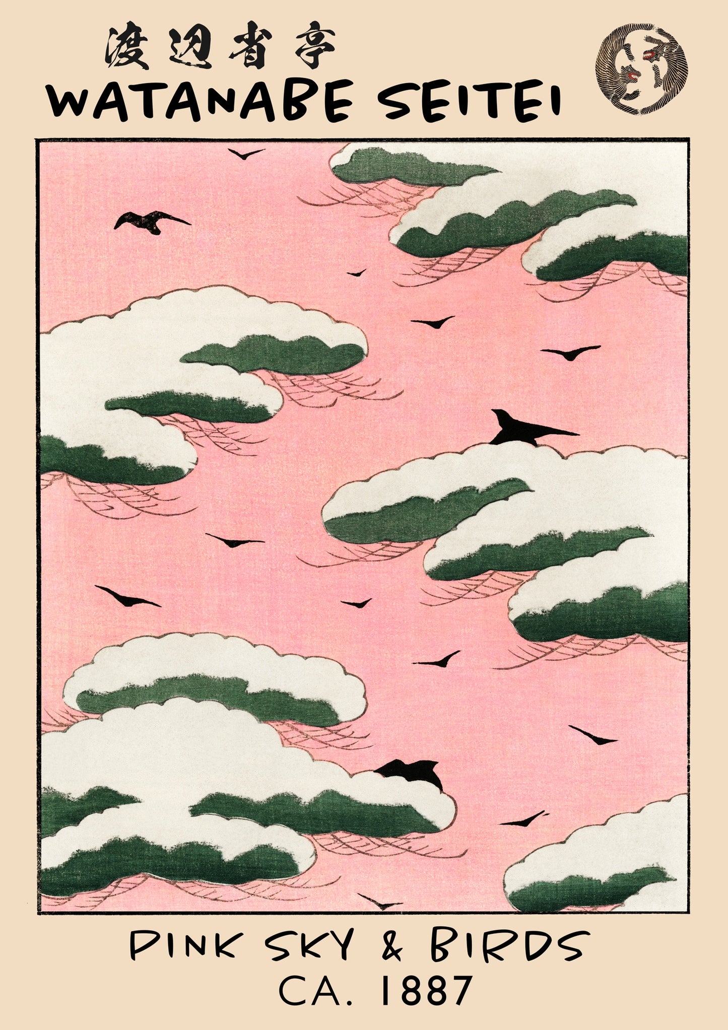 Rosa himmel och fåglar