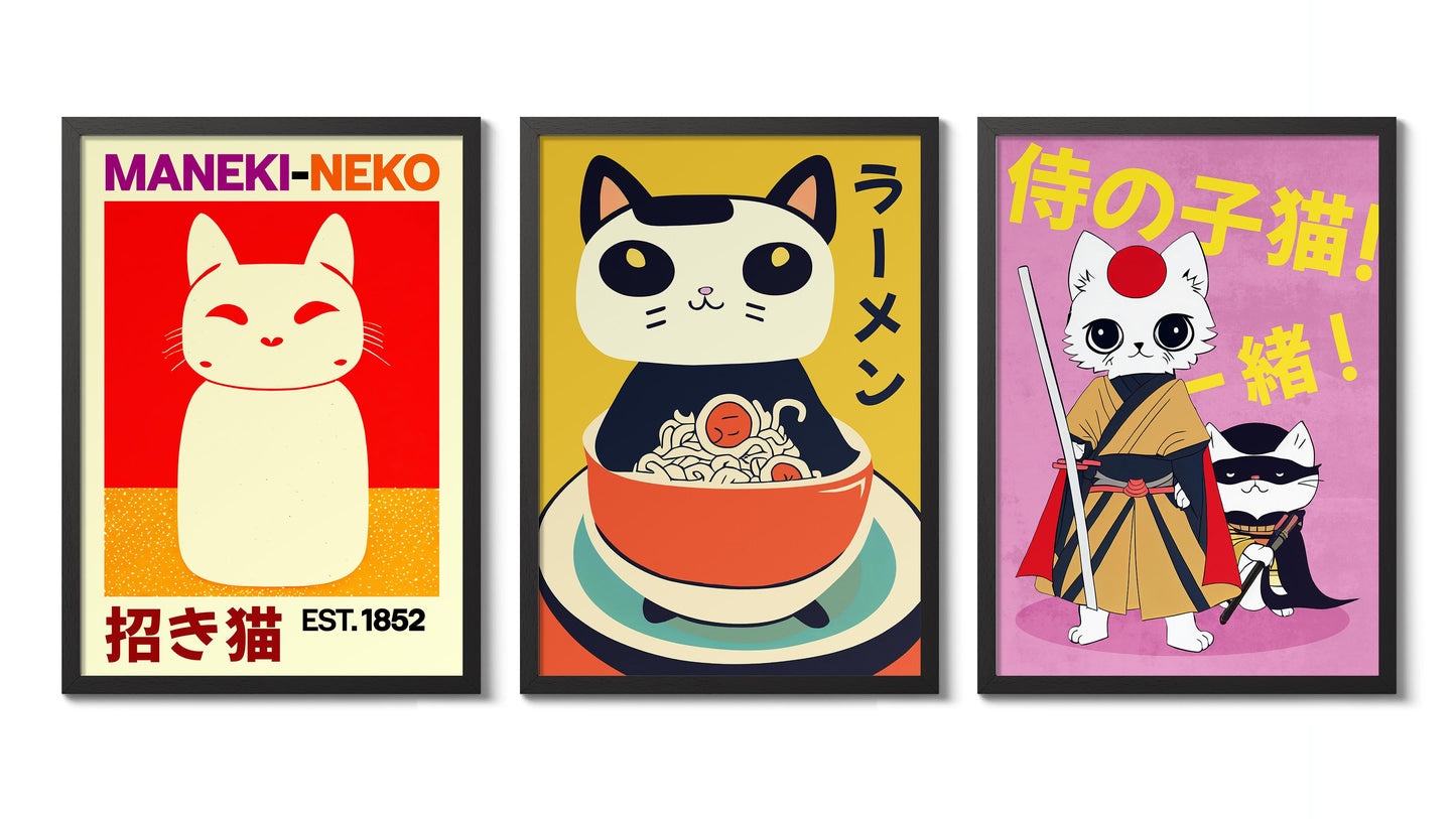 Anime Katten - Set van 3