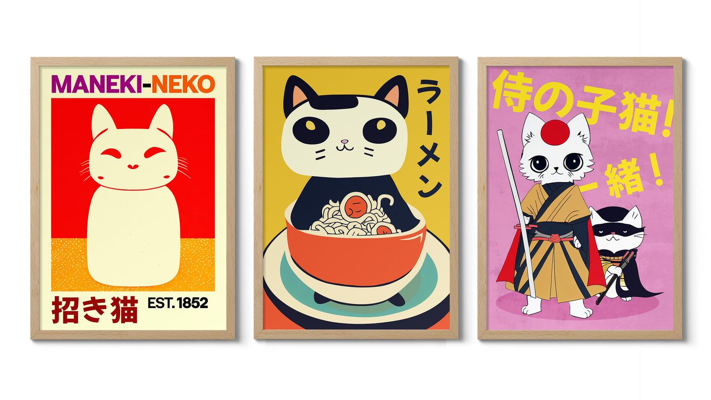 Anime Katten - Set van 3