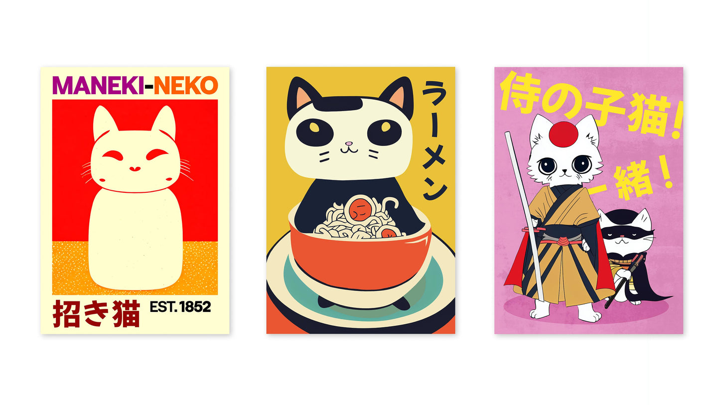 Anime Katten - Set van 3
