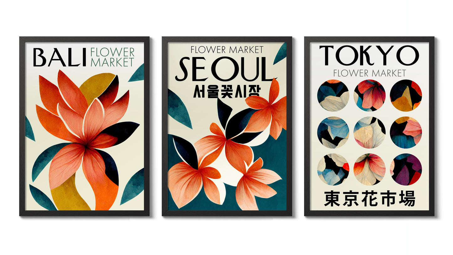 Asien Blommarknad - Set om 3