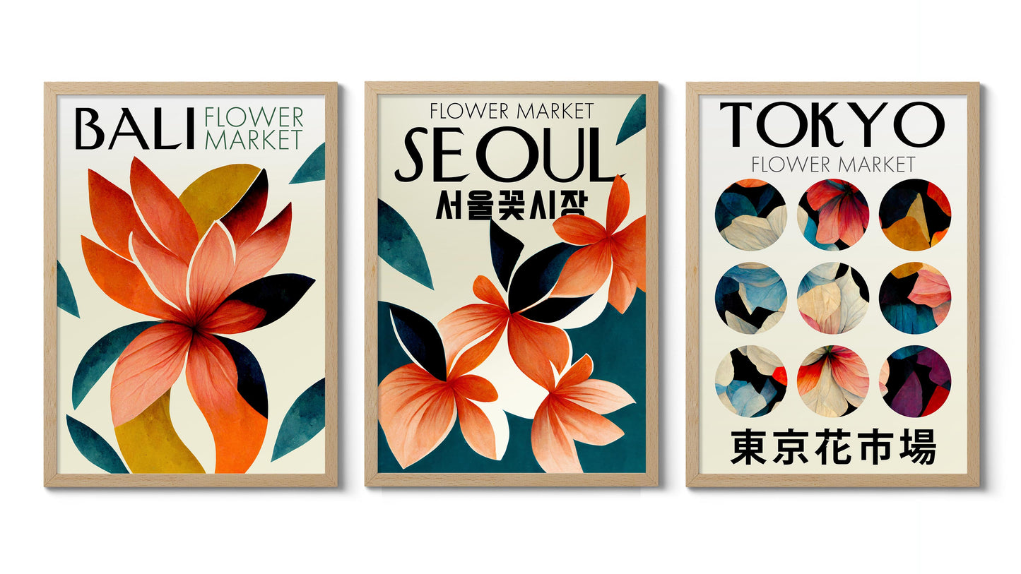 Asien Blommarknad - Set om 3