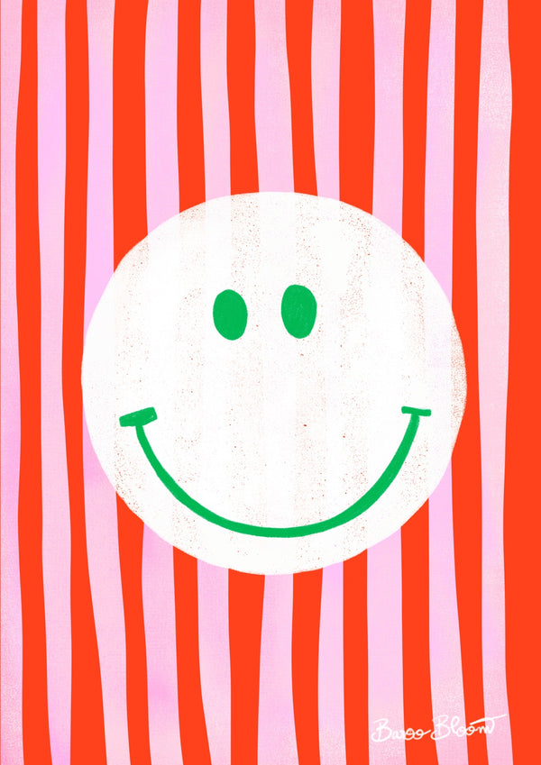 Pink Smiley in Stripes