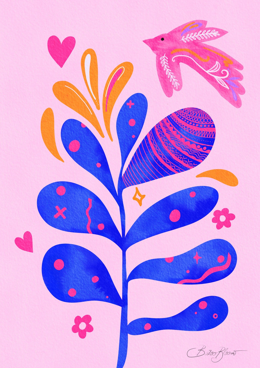 Pink Birdie - Print Only frame