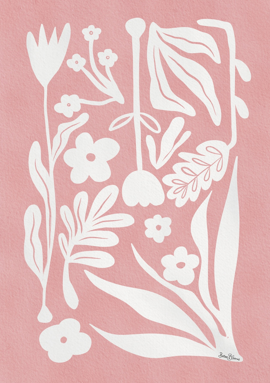 Nordic Florals, Peach Pink - Print Only frame