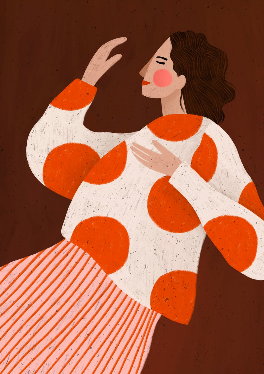 Woman with the Dots, Brown - Print Only frame