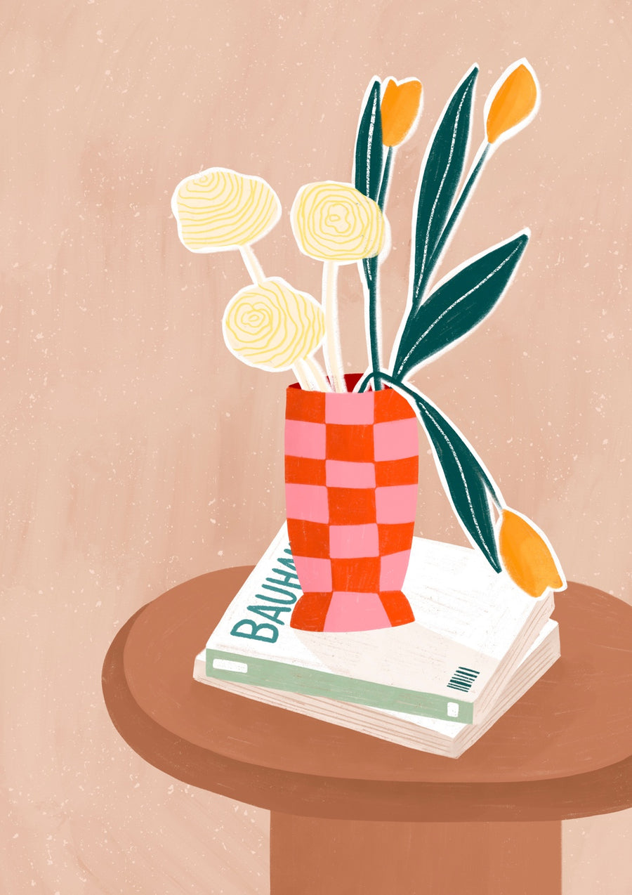 Chequered Vase - Print Only frame