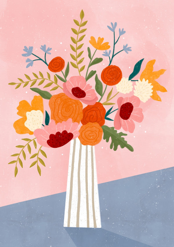 Line Vase with Flowers