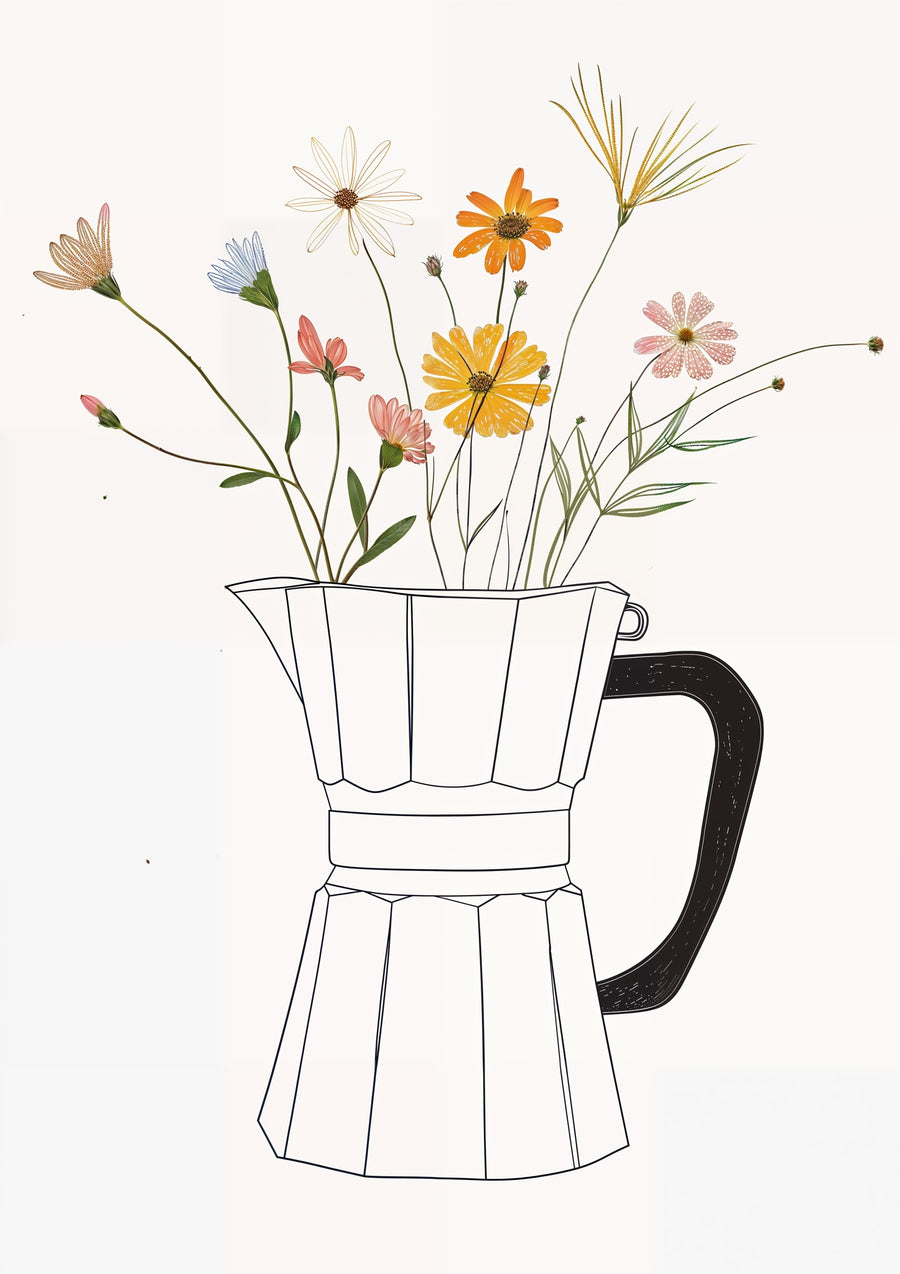 Flower Coffee Pot - Print Only frame