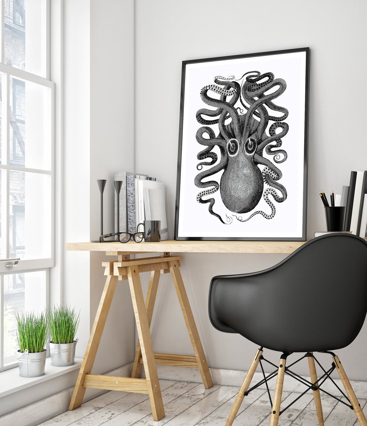 Rückansicht eines achtarmigen Tintenfischs