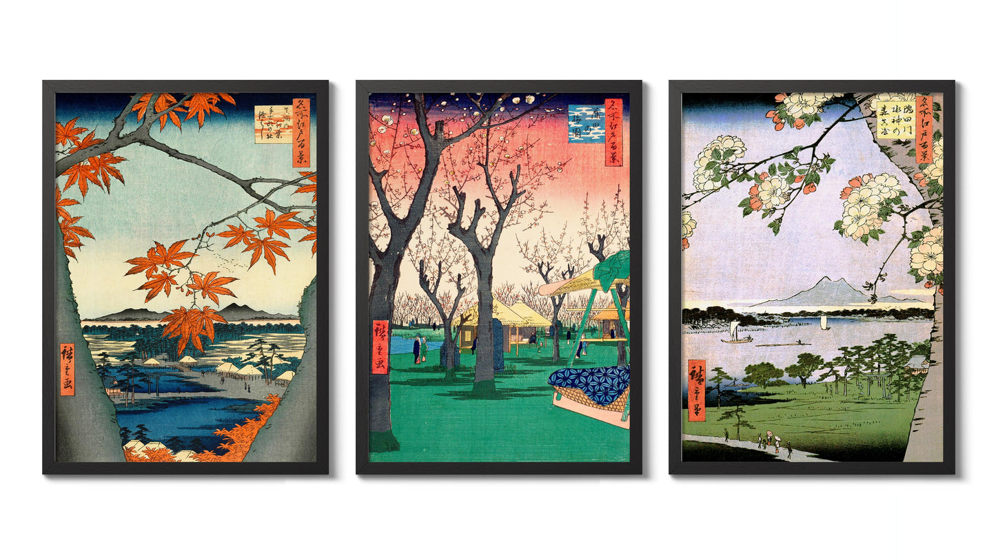 Blossoming Trees Woodblock - Set of 3