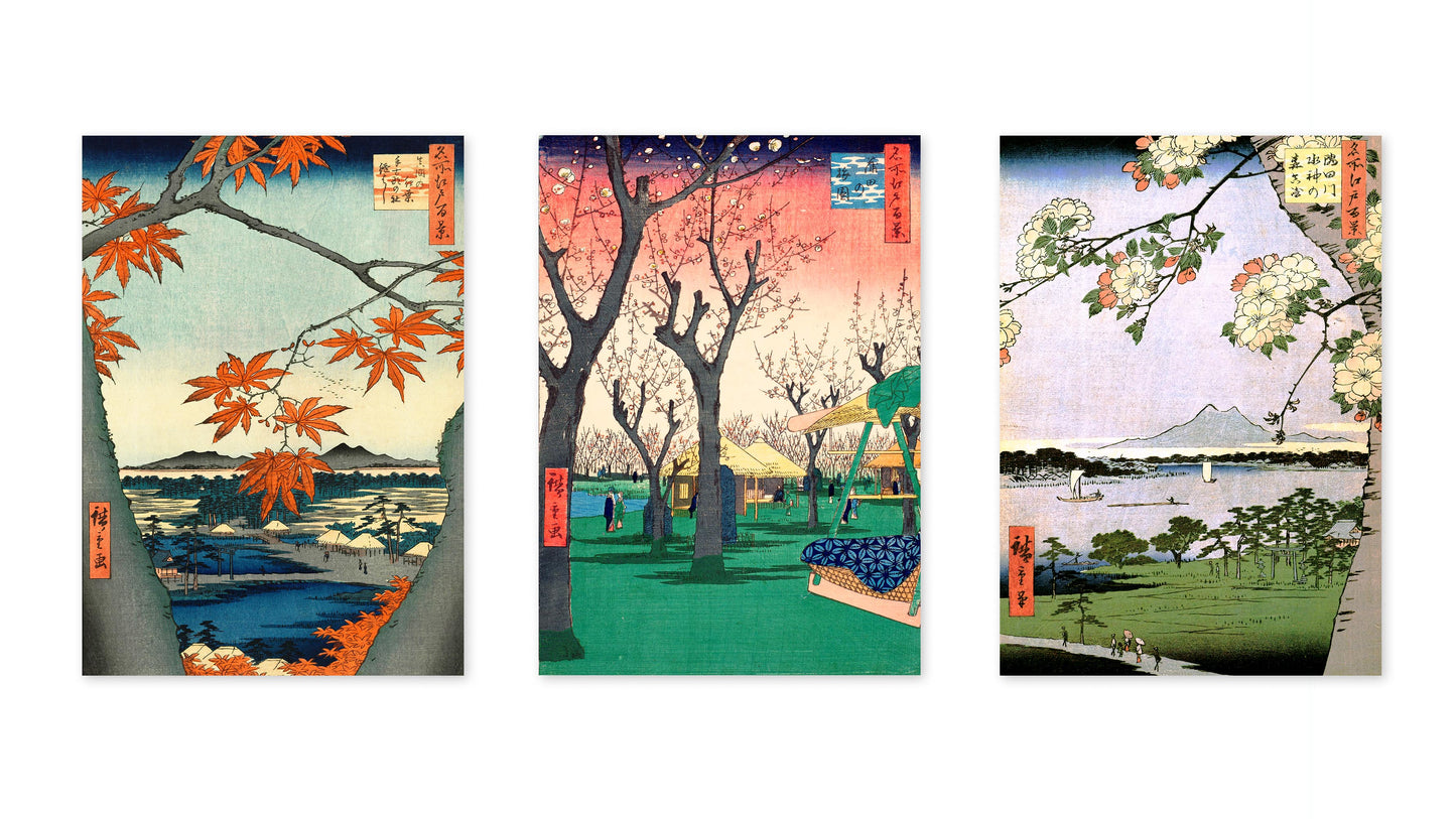 Blossoming Trees Woodblock - Set of 3