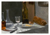 Still Life with Bottle, Carafe, Bread and Wine print
