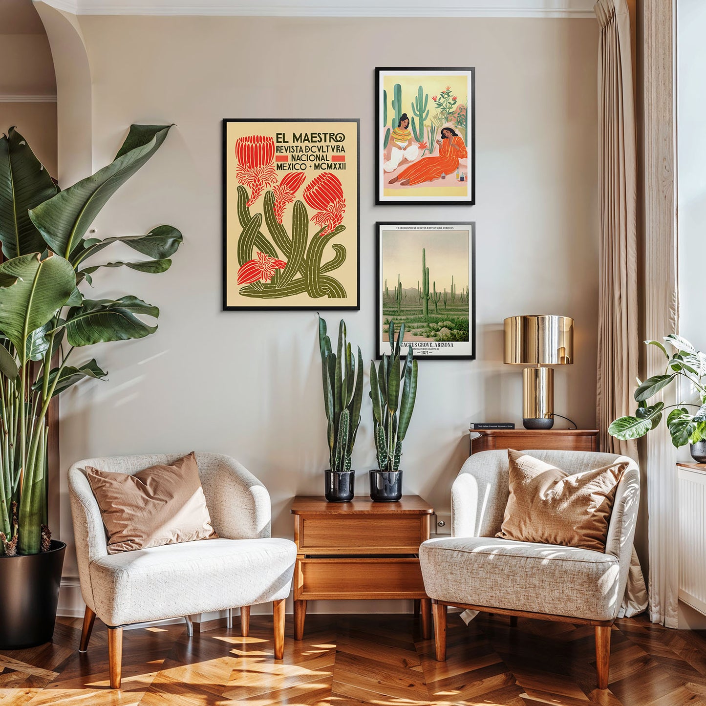 Mur de galerie de cactus