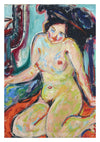 Nude Sitting on Orange Cloth print