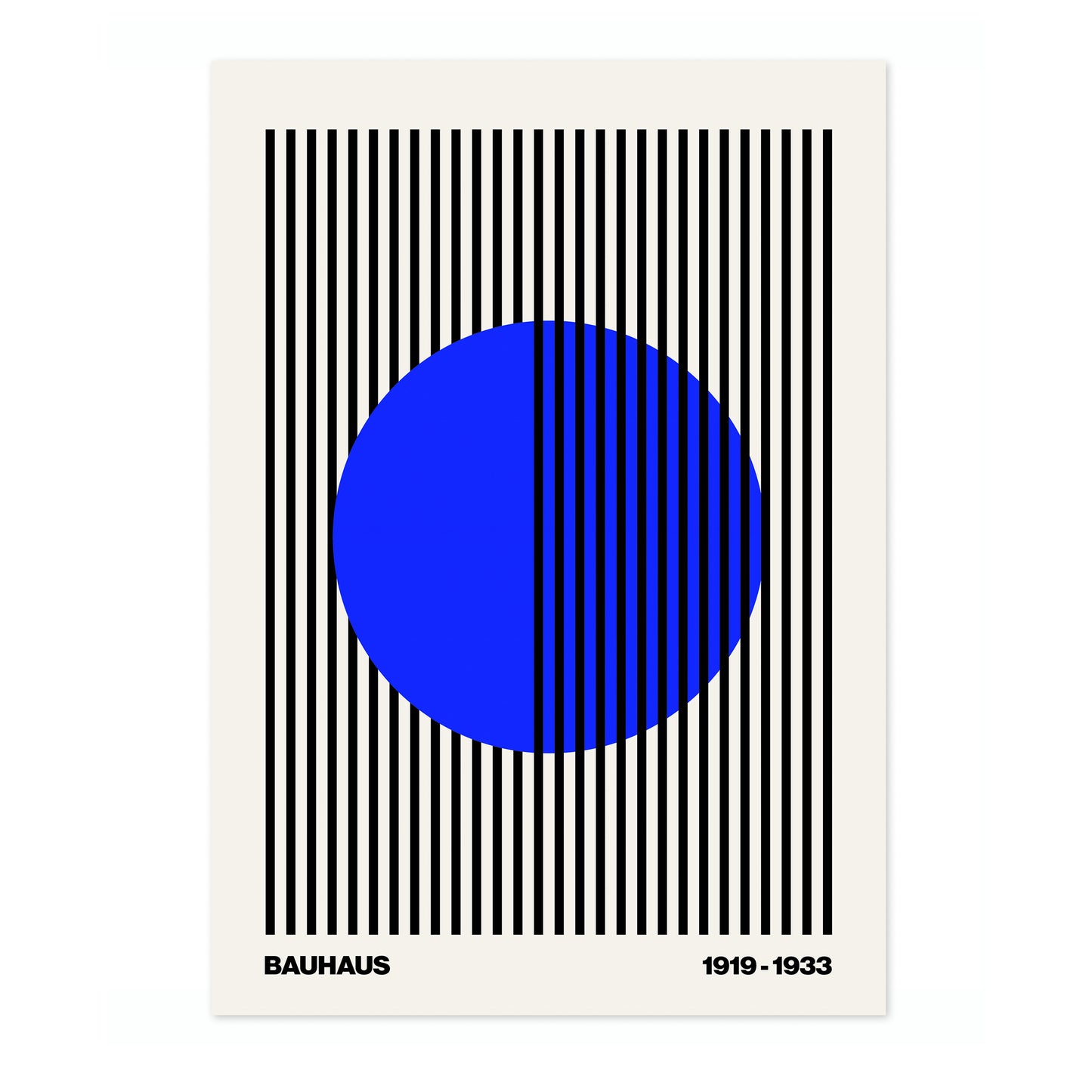 Cercle + Rayures, Bleu sur Blanc