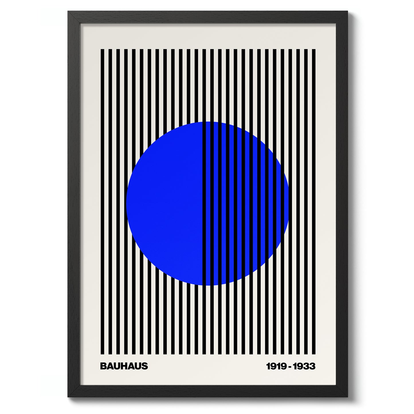 Cercle + Rayures, Bleu sur Blanc