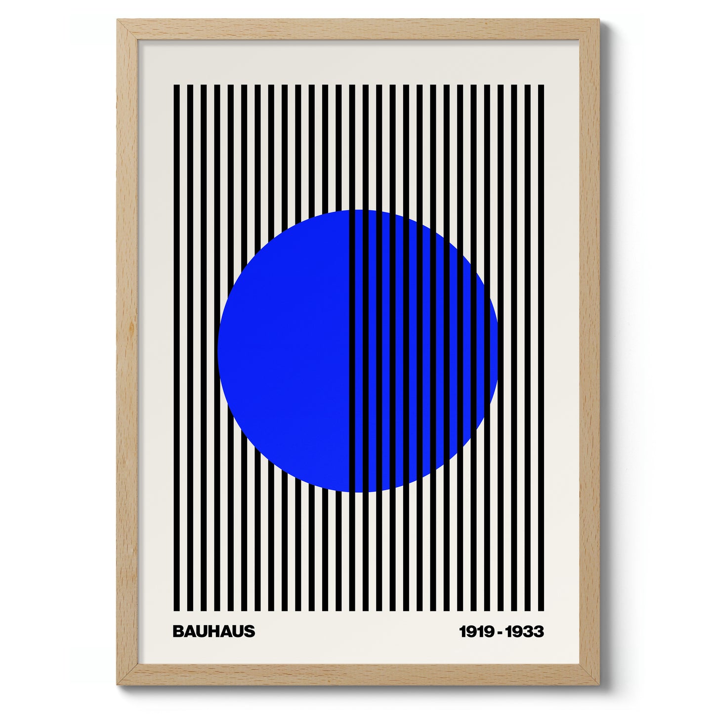 Cercle + Rayures, Bleu sur Blanc