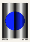 Circle + Stripes, Blue on White print