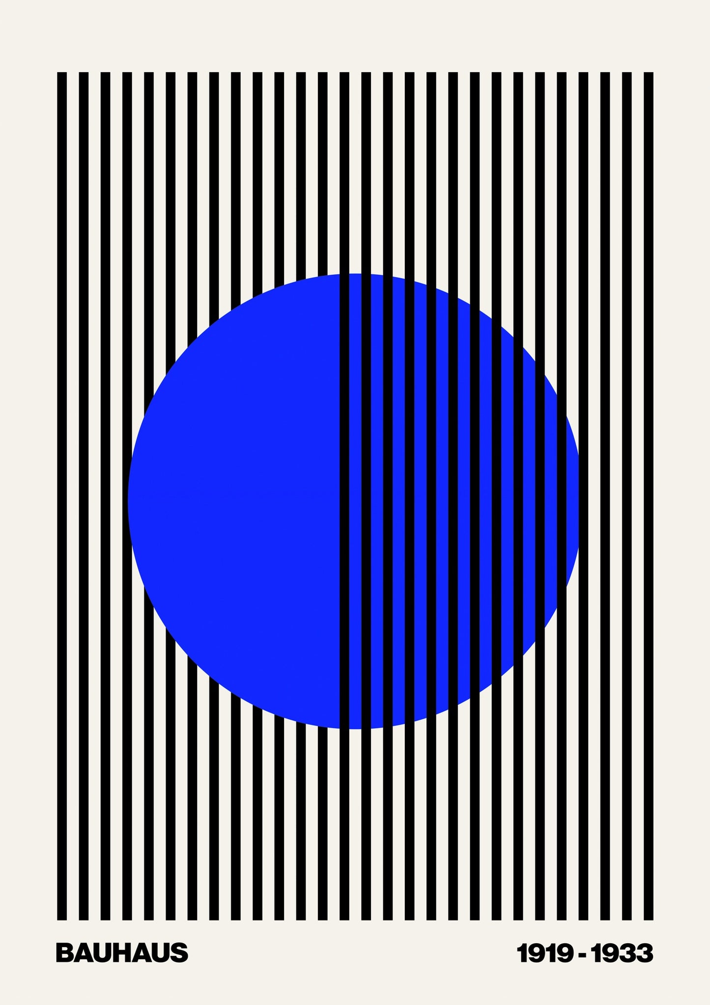 Cercle + Rayures, Bleu sur Blanc