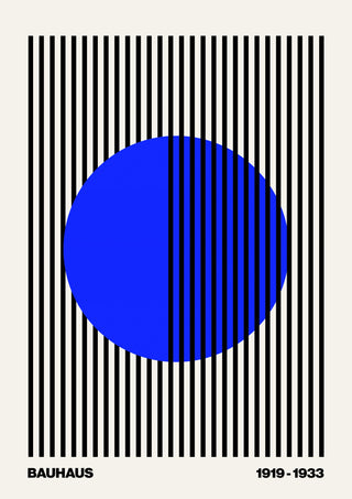 Cercle + Rayures, Bleu sur Blanc print